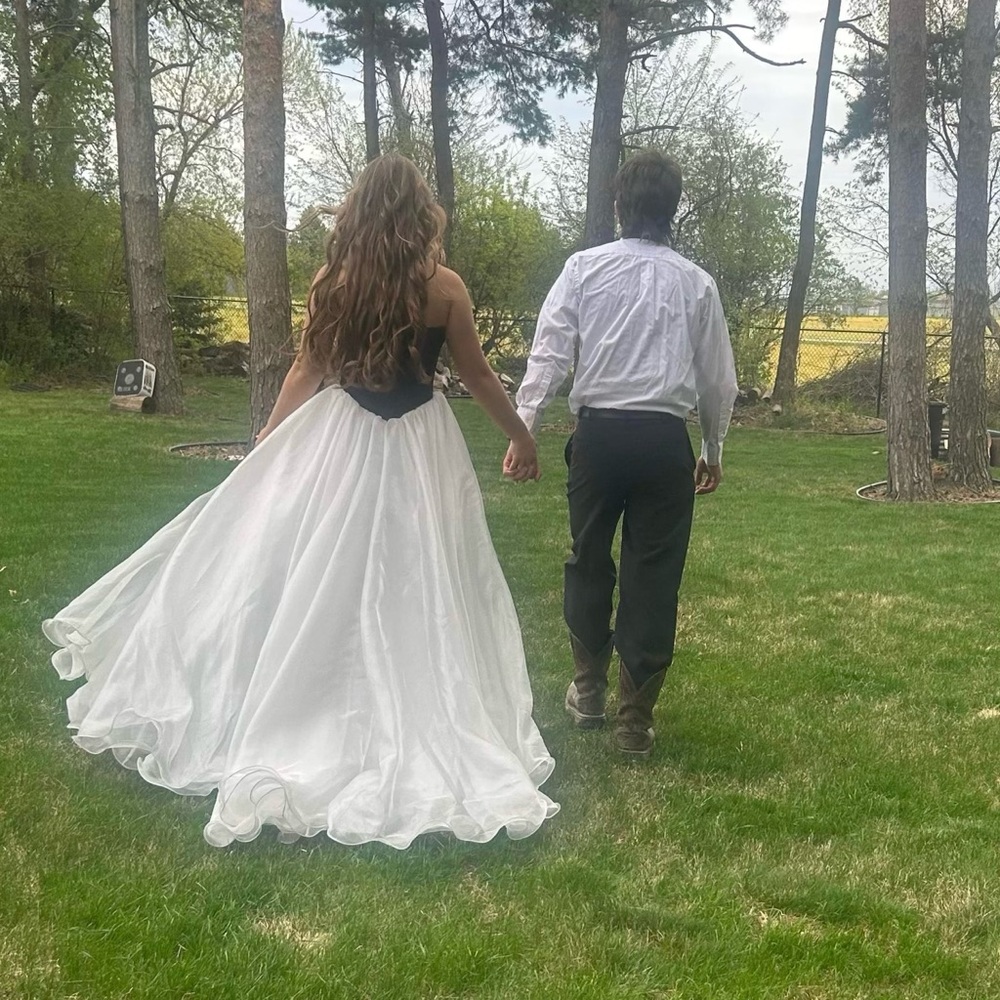 Rachel Allan Black and White Prom Dress